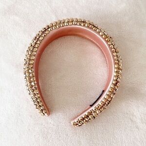 NWOT Headband Rose Gold Pink Sparkly Jeweled Padded Wedding Bridal Spring